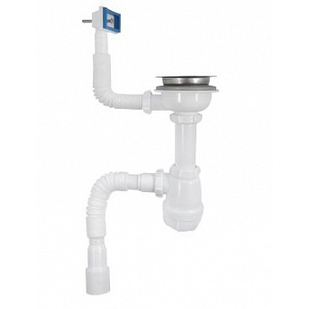 B0148 Сифон для мойки 3½"х40 с прямоугольным переливом и гофротрубой 40х40-50