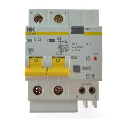 Выключатель дифференциального тока АД-12 2п 32А 100мА (Электромеханическое) ИЕК