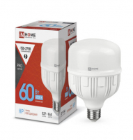 Лампа светодиодная LED-HP-PRO 60Вт 230В Е27 с адаптером Е40 6500К 3600Лм IN HOME