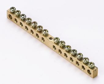 Шина PEN ноль-земля (6*9мм) 6 отверстий латунь крепеж по центру EKF